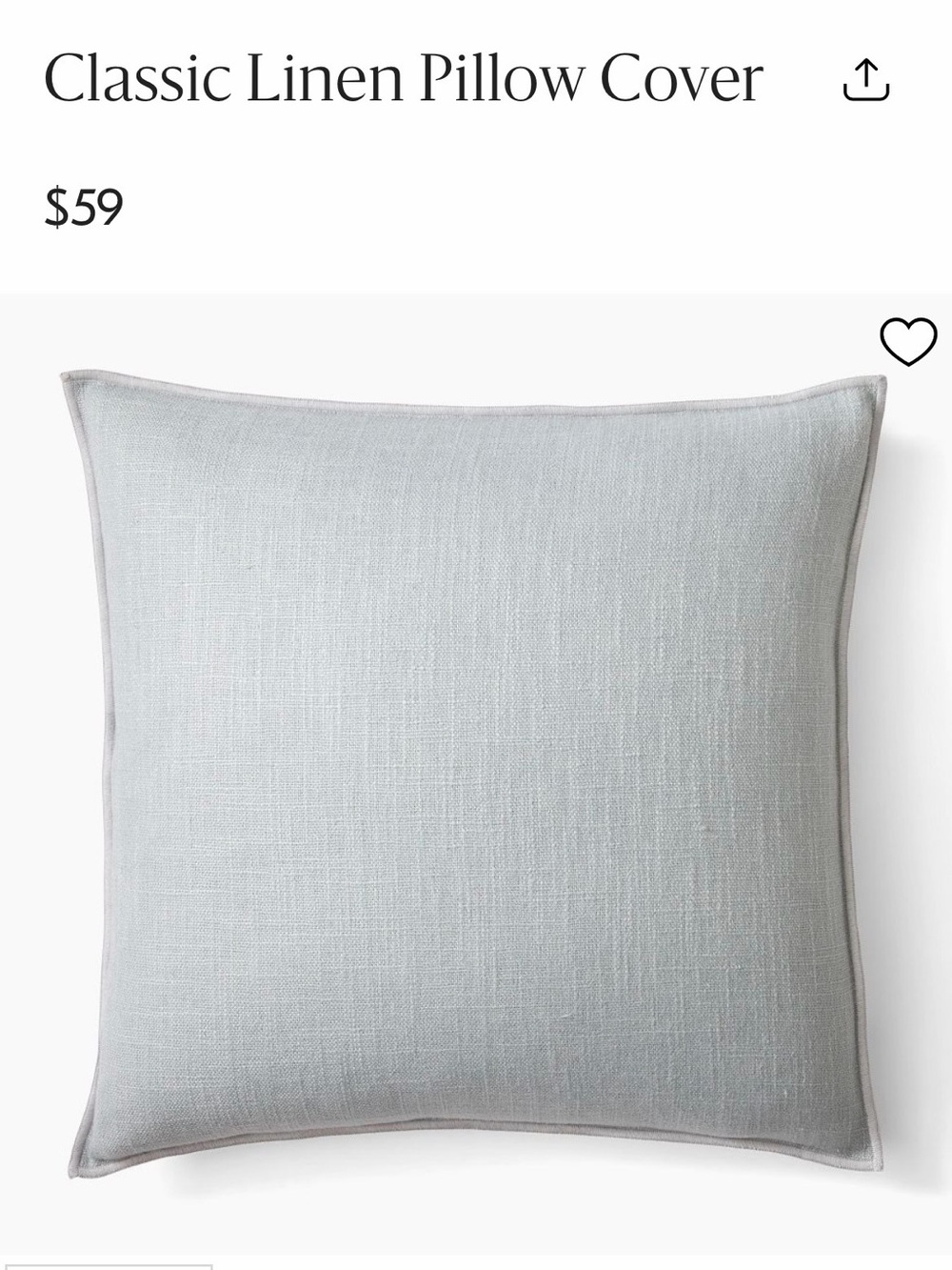 NWOT West Elm Classic Linen SET OF 2 Pillow Covers - ARCTIC BLUE